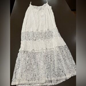 NWT Zanzea White Maxi Dress/Swim Coverup with Lace Panels Sz: 16